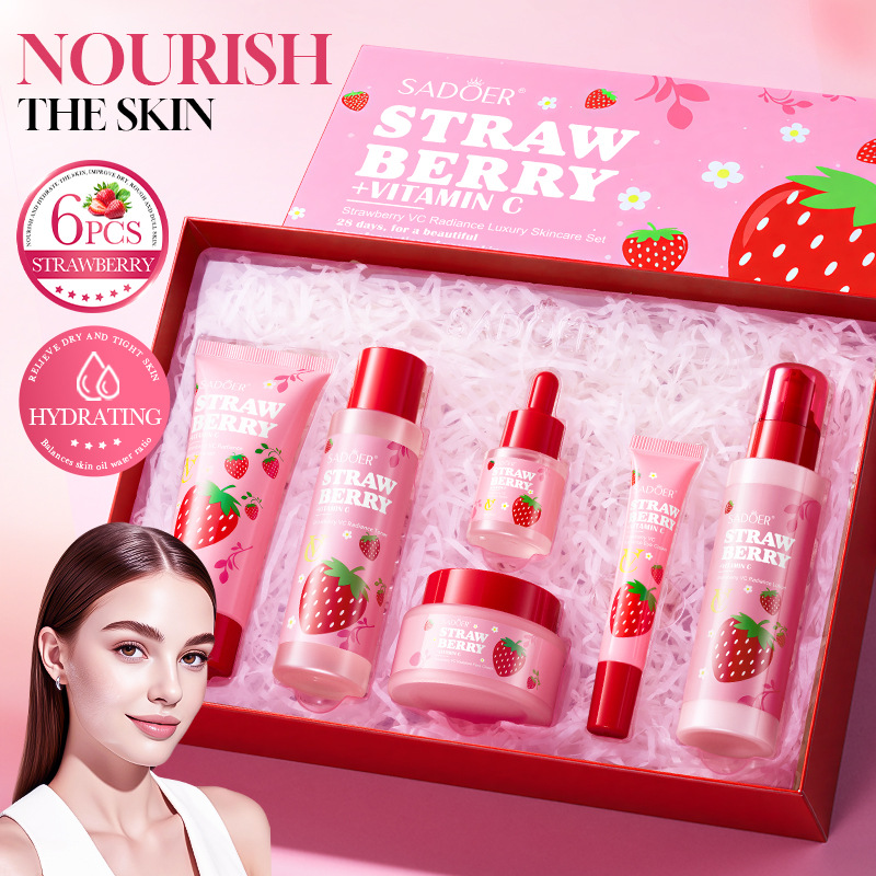 Luxury Skincare Set For Women - 딸기 VC 브라이트닝 럭셔리 케어 6종