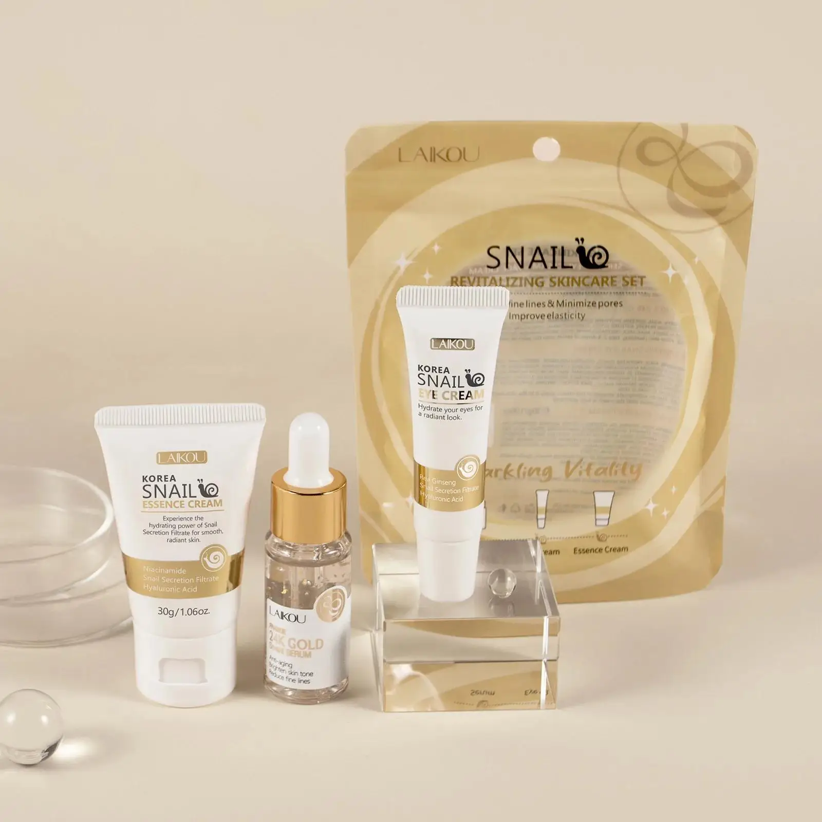 Luxury Skincare Lines - 24K 골드 달팽이 리페어 세럼 아이