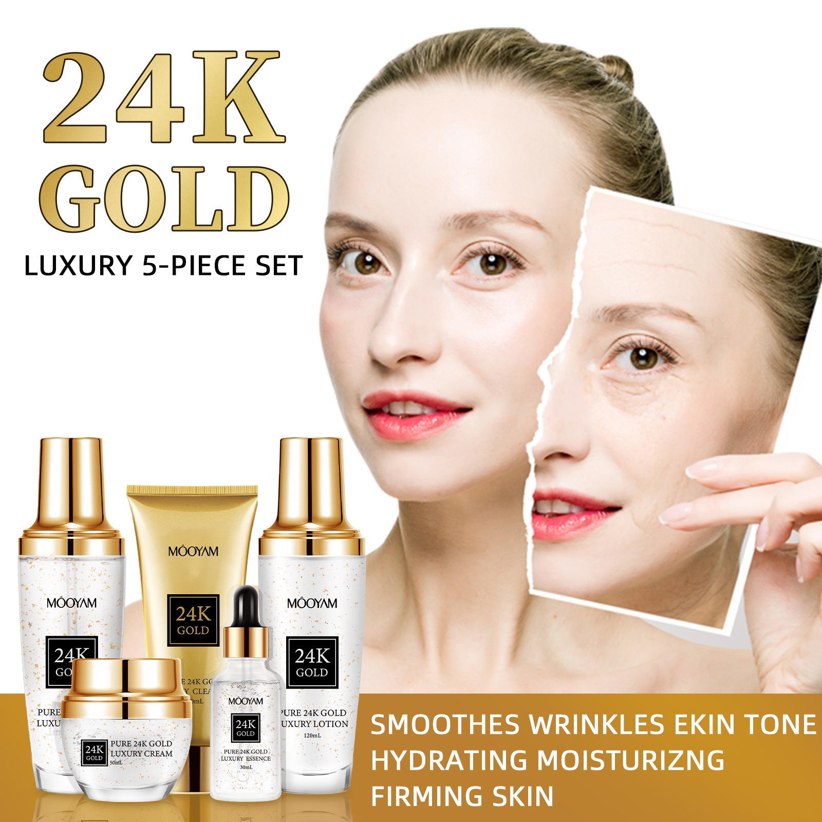 24K 골드 럭셔리 보습 안티 링클 세트 잔주름 감소  - Luxury Skincare Lines 리뷰 및 가격